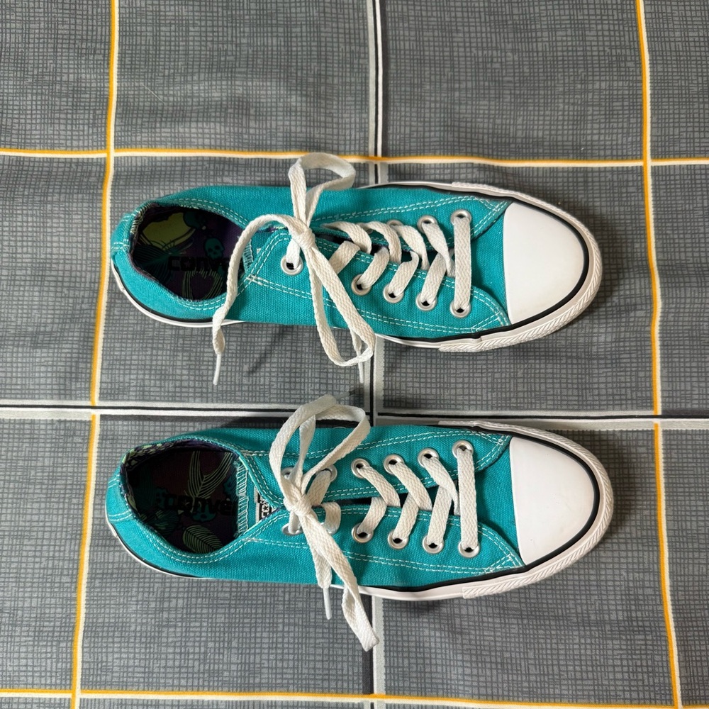 👠Converse All ⭐️ Star Turquoise Canvas Sneakers Like New Size 7 - Picture 4 of 8